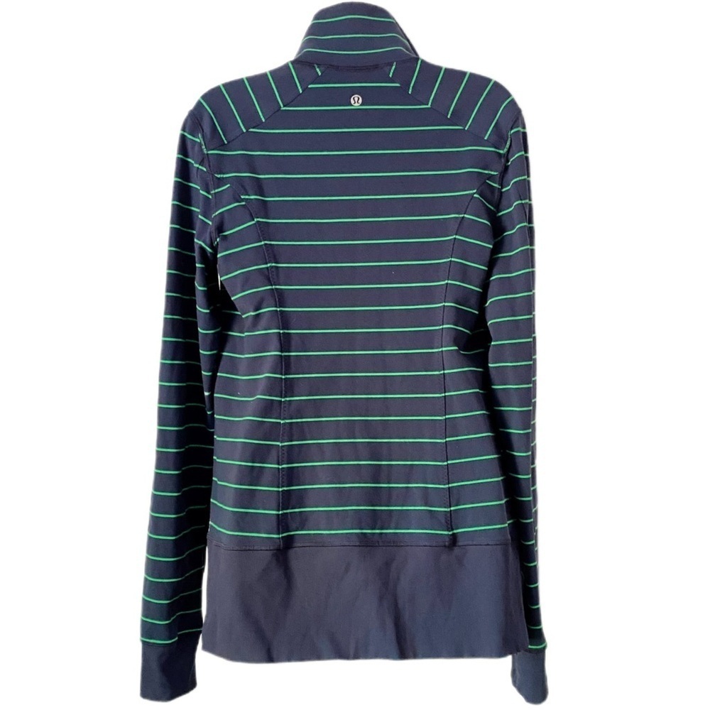 Lululemon Zip-Up Yoga Jacket Blue and Green Running Striped Size 10 - Picture 3 of 7
